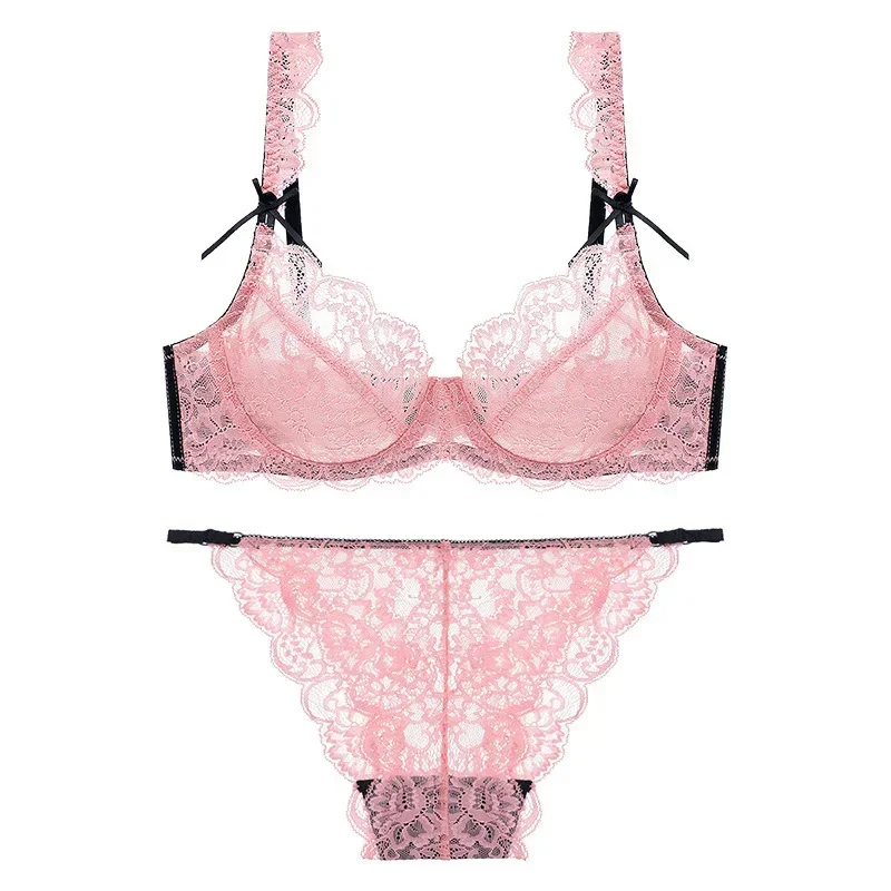 Cotton Bra Everyday - Set Lingerie renda ultra-tipis transparan seksi