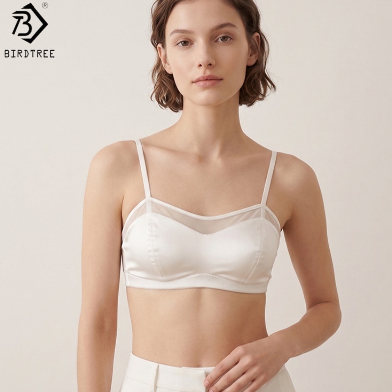 Sheer Mesh Bra - Birdtree, Bra 19MM 93% Sutra Asli