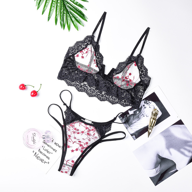 Set Lingerie Wanita Set Bra Re - Lace Bralette Set ulasan dan harga